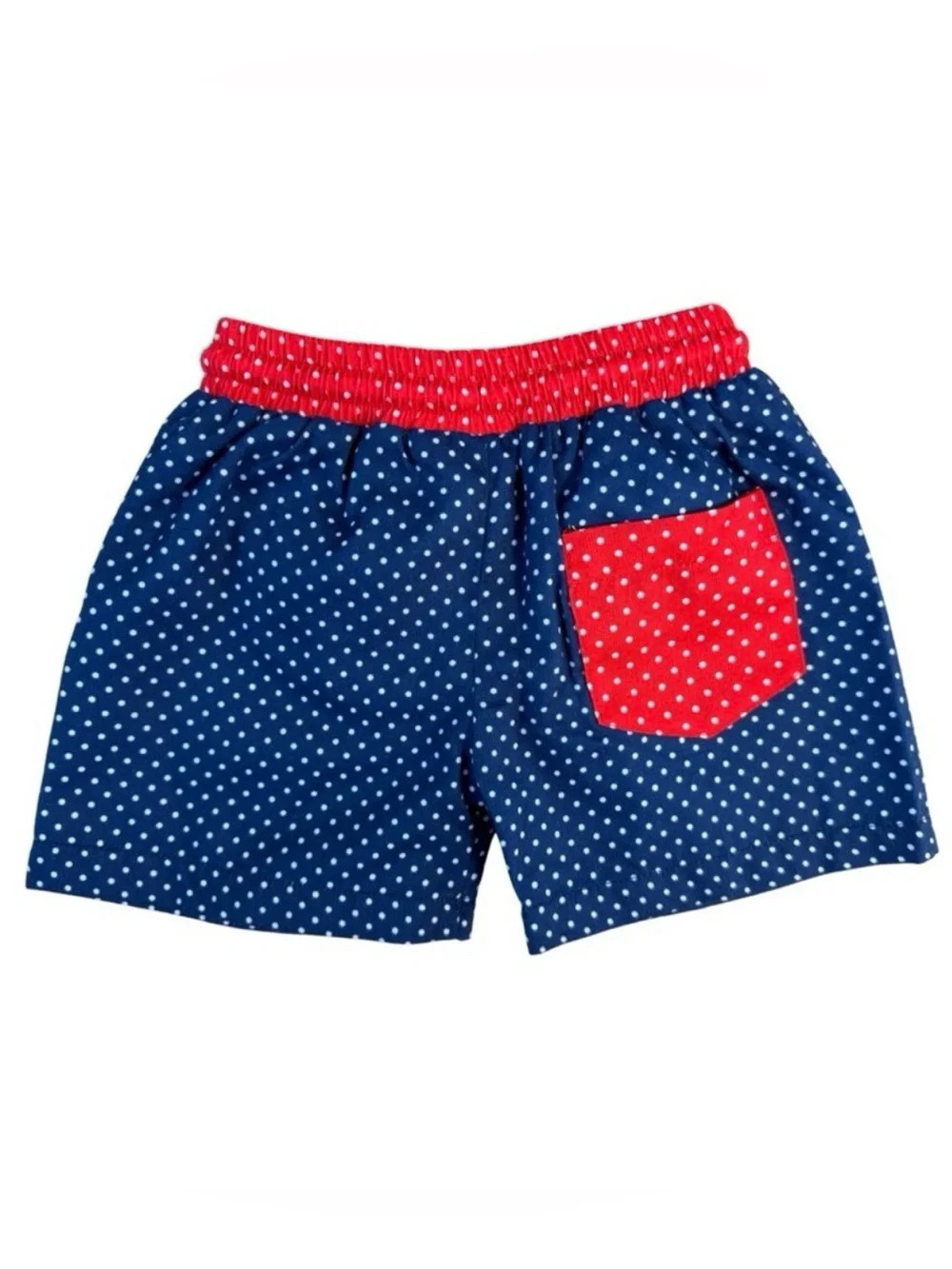 Cecil & Lou Polka Dot Swim Trunks Boys 12M Red White Blue Patriotic Hybrid